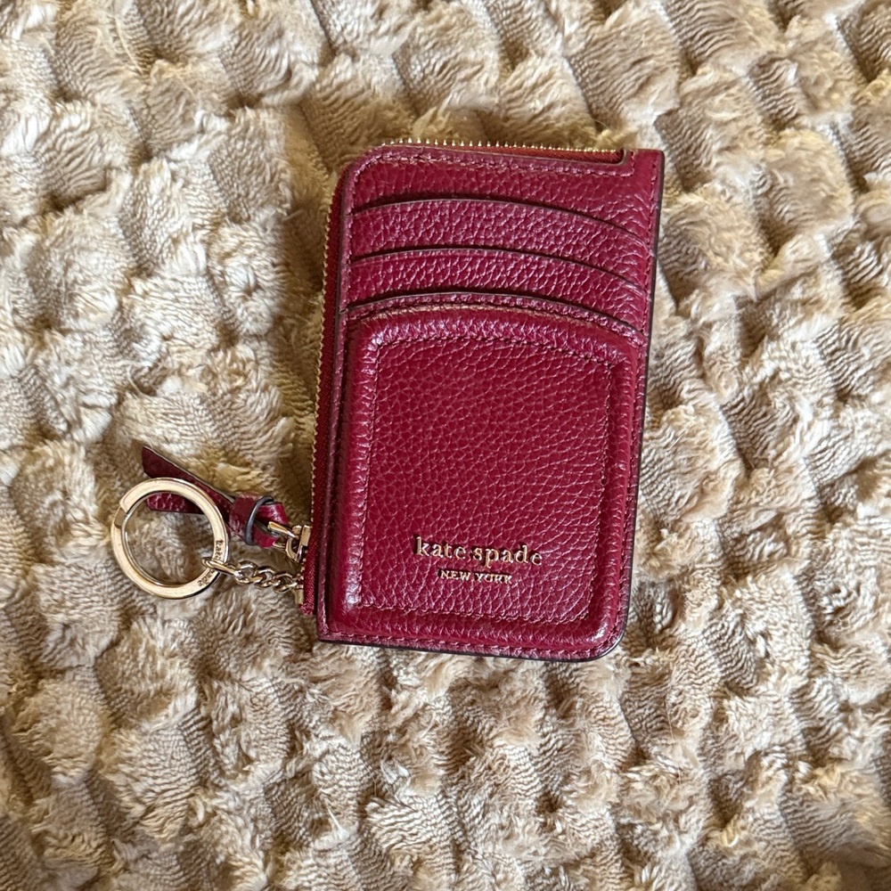 Kate Spade Burgundy Leather Card Wallet
